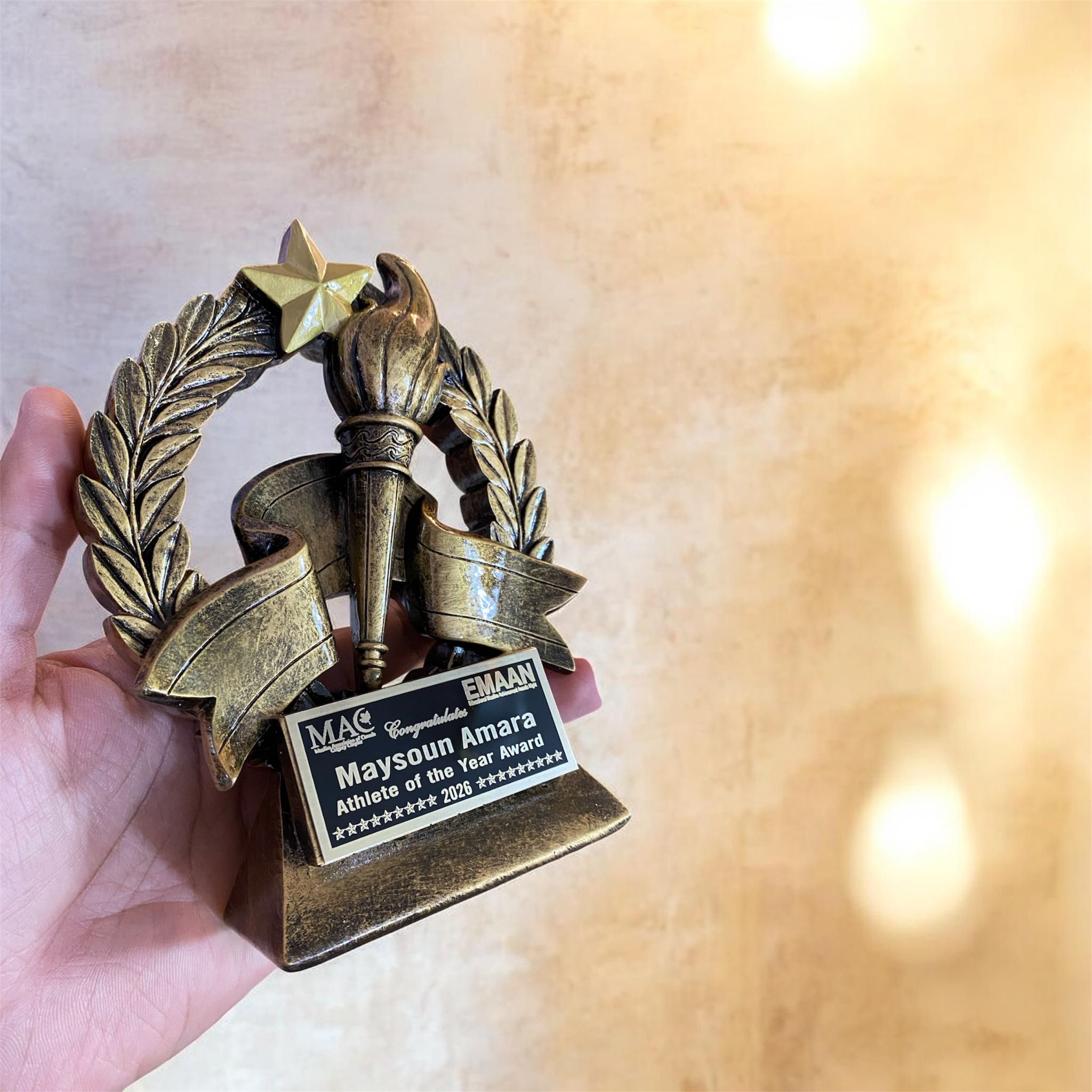 Custom glass award engraved with corporate logo